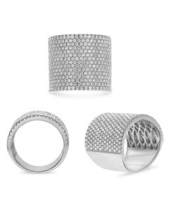 White Gold Extra Wide Diamond Pave Band