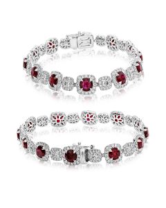 Cushion Ruby and Diamond Bracelet