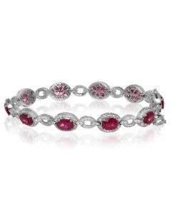 Oval Ruby & Diamond Link Bracelet