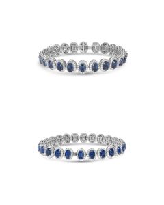 Oval Sapphire & Diamond Halo Bracelet