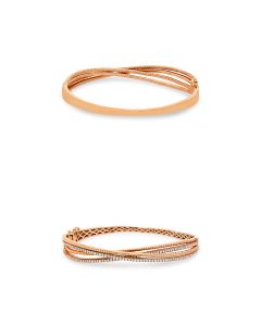 Overlapping Rose Gold & Diamond Bangle