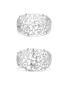 White Diamond Filigree Heart Bangle