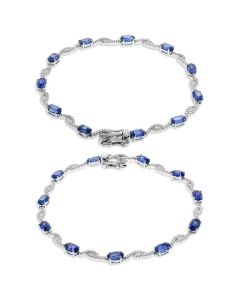 Sapphire (4+ Carats) and Diamond Bracelet in 18K White Gold