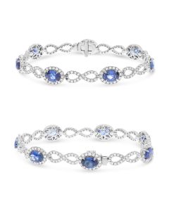 White Gold Sapphire and Diamond Infinity Bracelet