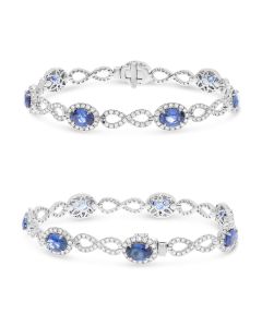 White Gold Sapphire and Diamond Infinity Bracelet