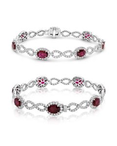 White Gold Ruby and Diamond Infinity Bracelet