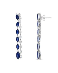 Sapphire Marquise and Diamond Drop Earrings 
