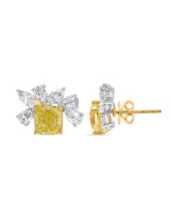 Cushion Fancy Yellow Diamond Earring