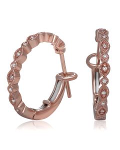 Rose Gold Milgrain Hoop Earrings