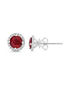 Round Ruby Earring