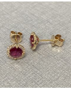Round Ruby Earring