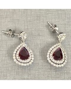 Pear Shape Ruby Earring