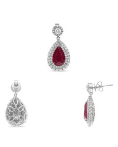Pear Shape Ruby Earring