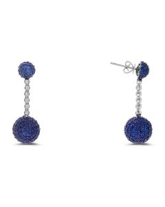 Sapphire Pave Ball Drop Earrings