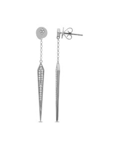 Modern White Gold & Diamond Drop Earrings