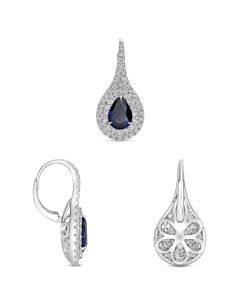 Oval Blue Sapphire & Diamond Earrings
