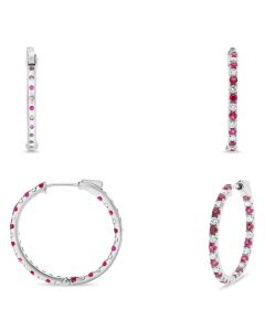Round Ruby Earring