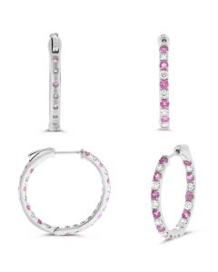 Round Pink Sapphire Earring