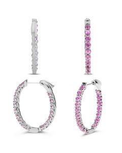 Round Pink Sapphire Earring