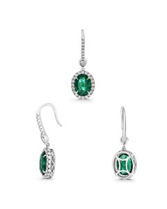 Oval Emerald and Diamond Accent Drop Earrings