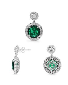 Round Emerald Earring