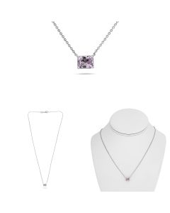 Emerald Cut Pink Sapphire Necklace