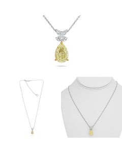 Pear Shape Fancy Yellow Diamond Necklace