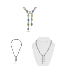Oval Multi Colored Sapphire Necklace