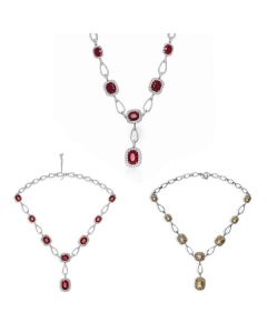 Elegant Double-Halo Oval Ruby Necklace in 18K Gold, GIA Certified