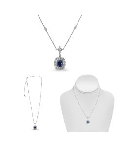 Cushion Sapphire Necklace