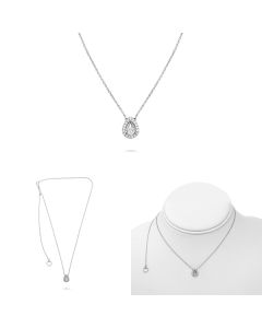 Pave Diamond Halo Semi Mount Necklace
