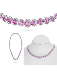 Oval Pink Sapphire Necklace
