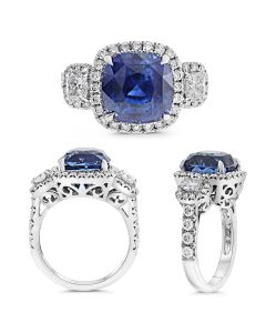 4+ Carat Blue Sapphire and Diamond Ring in Platinum
