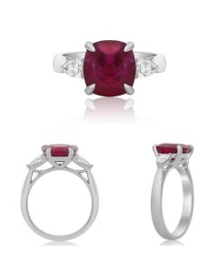 Platinum Ruby Side Stone Ring