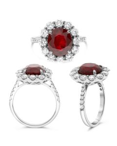 Platinum Round Ruby & Diamond Ring