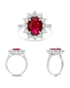 Platinum Oval Ruby & Diamond Ring