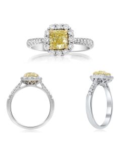 Radiant Fancy Yellow Diamond Ring