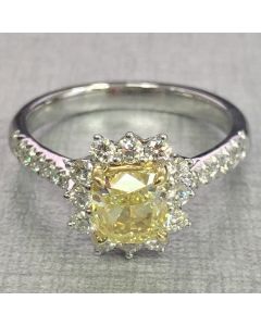 Cushion Fancy Yellow Diamond Ring