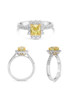 Cushion Fancy Yellow Diamond Ring