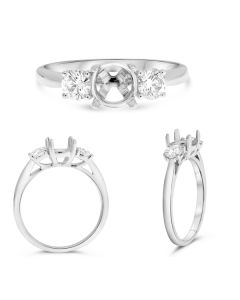 White Gold Semi Mount with Side Diamonds