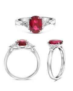 Platinum Ruby Ring with White Diamonds