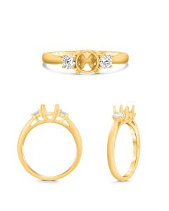 Yellow Gold Semi Mount with Side Diamonds