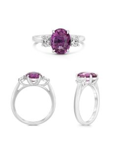Platinum Pink Sapphire Ring with White Diamonds