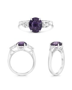 Platinum Pink Sapphire Ring with White Diamonds