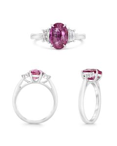 Platinum Pink Sapphire Ring with White Diamonds