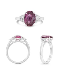 Platinum Pink Sapphire Ring with White Diamonds
