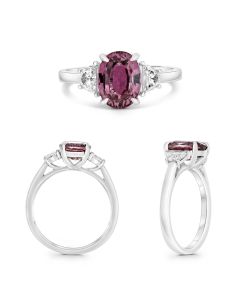 Platinum Pink Sapphire Ring with White Diamonds