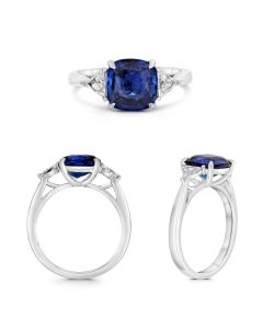 Platinum Three Stone Sapphire Ring