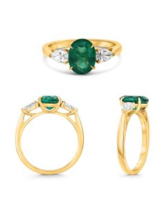 Platinum Emerald Ring in Yellow Gold 