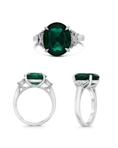 Platinum Emerald Ring with White Diamonds